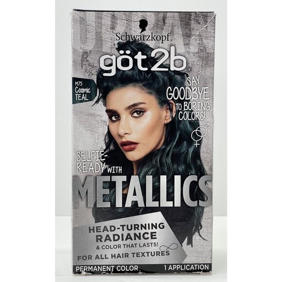 Got2b Metallic Permanent Hair Color, M75 Cosmic Teal 1 Application - Picture 4 of 4